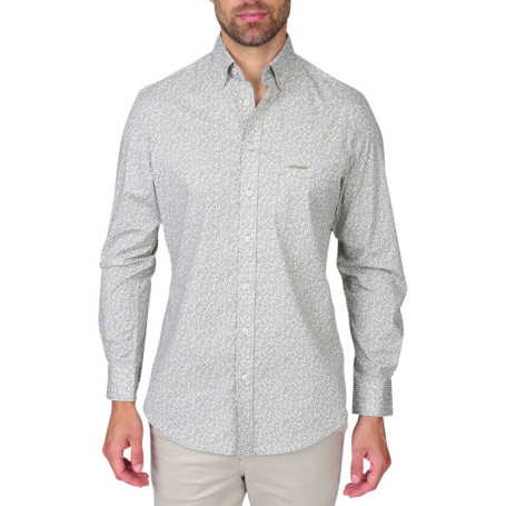 Chemise en coton biologique kaki à motifs...