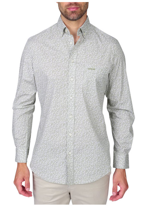 Chemise en coton biologique kaki à motifs...