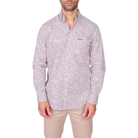 Chemise en coton biologique rose à motifs...