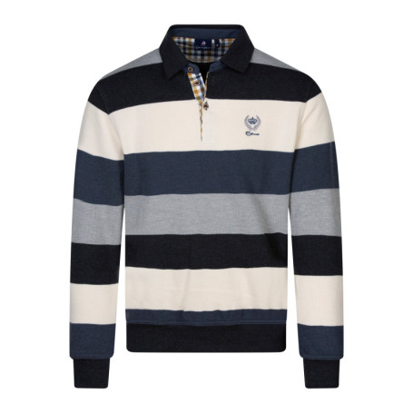 Sweat bleu à rayures pourvu d'un col polo...
