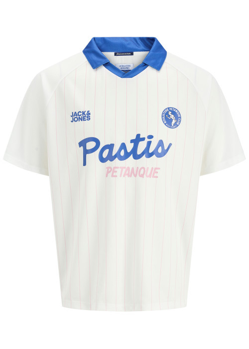 Polo blanc à rayures avec une coupe droite et des manches courtes