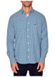 Thumbnail Chemise en coton bleue pourvue d'un motif à carreaux et d'un col à rabats
