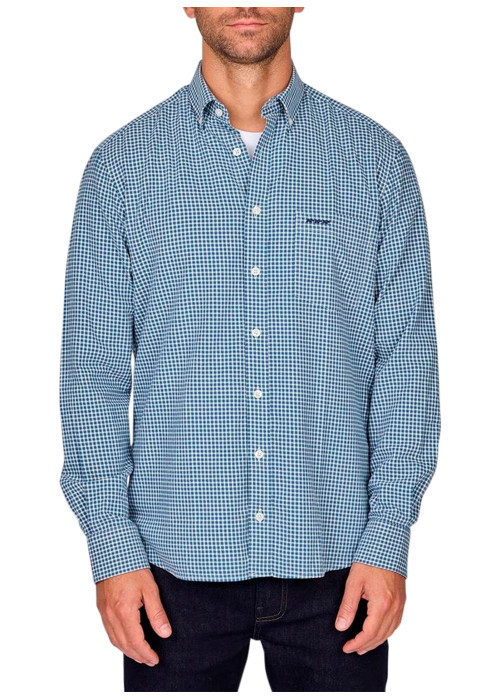Chemise en coton bleue pourvue d'un motif à...
