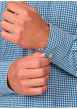 Thumbnail Chemise en coton bleue pourvue d'un motif à carreaux et d'un col à rabats - Image 3