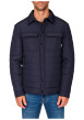 Thumbnail Manteau marine uni matelassé pourvu d'un col à rabats et d'une fermeture zippée