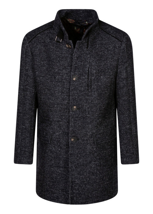Manteau anthracite uni coupe droite col montant...