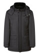 Thumbnail Parka longue noire unie à coupe droite avec un col montant à capuche et 4 poches