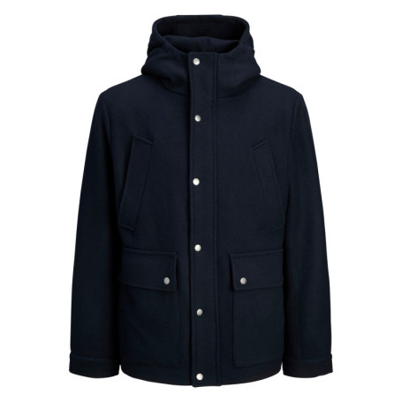 Blouson marine uni à coupe droite avec col à...