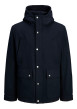 Thumbnail Blouson marine uni à coupe droite avec col à capuche et des manches longues