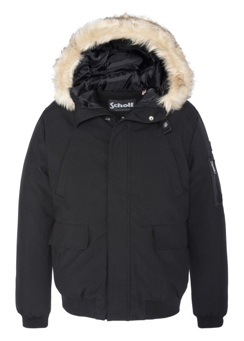 Blouson à capuche détachable noir uni avec une...