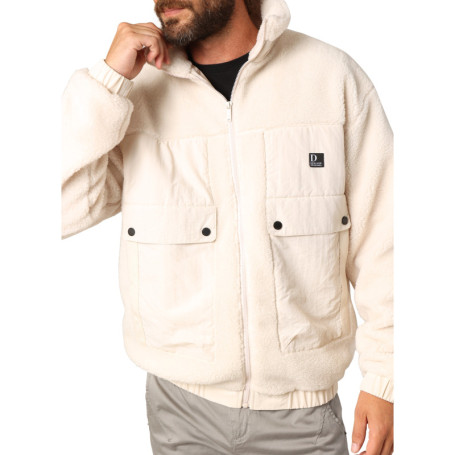 Blouson bi-matière écru pourvu de poches...