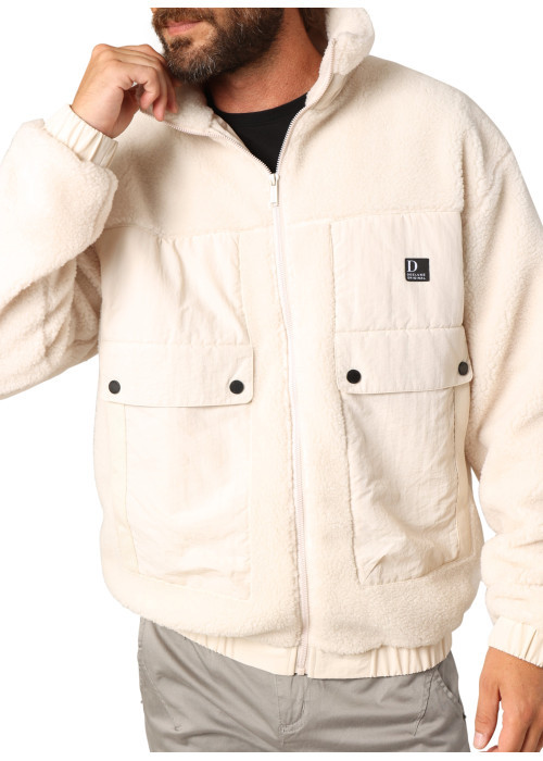 Blouson bi-matière écru pourvu de poches...