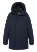 Thumbnail Parka à capuche bleue marine unie avec une coupe longue et 4 poches