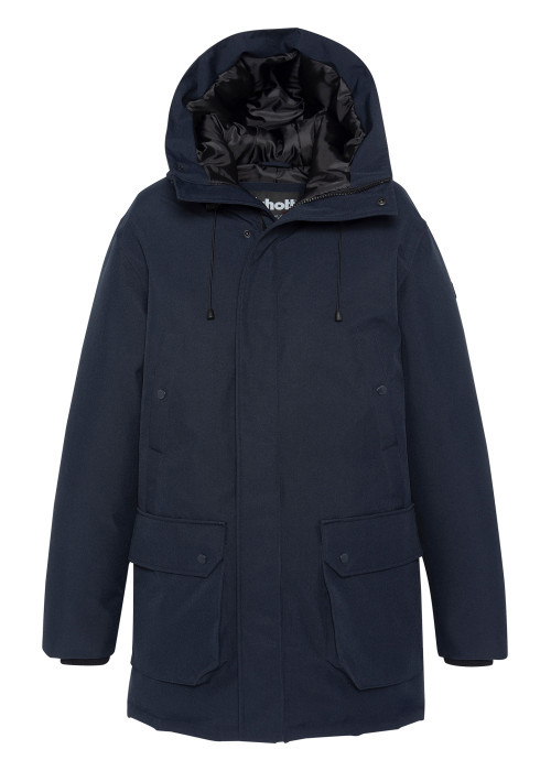 Parka à capuche bleue marine unie avec une...