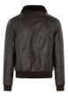 Thumbnail Blouson en cuir en cuir marron uni avec une coupe droite et un col à revers - Image 2