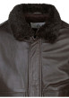 Thumbnail Blouson en cuir en cuir marron uni avec une coupe droite et un col à revers - Image 3