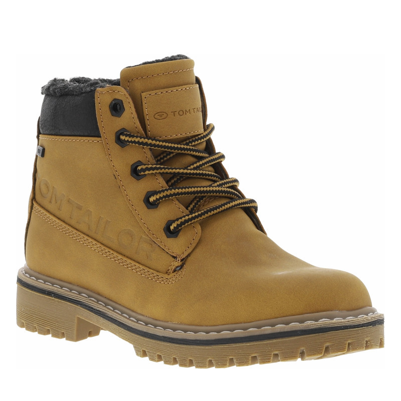 Tom Tailor - Boots Miel à Talon Décroché Bas Pourvues De Lacets Ronds - Miel Tom Tailor - Boots Miel à Talon Décroché Bas Pourvues De Lacets Ronds - Miel