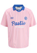 Thumbnail Polo mauve à rayures avec une coupe droite et des manches courtes