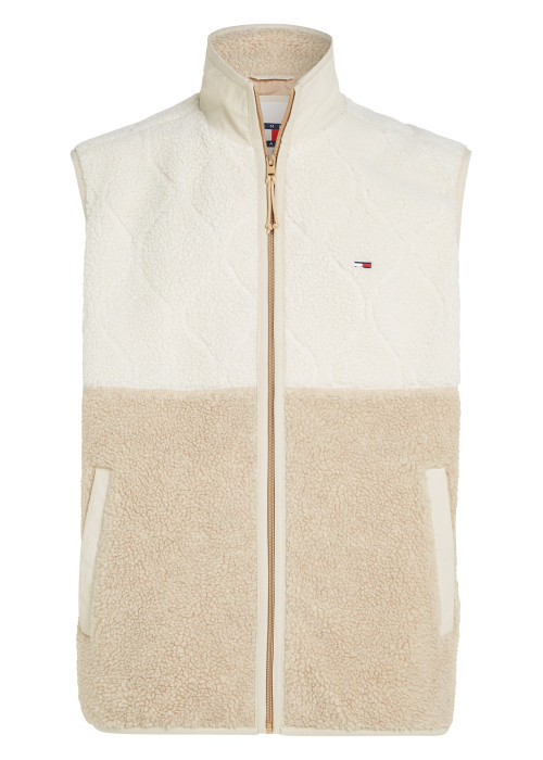 Blouson camel bicolore à coupe droite, col...