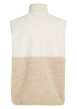 Thumbnail Blouson camel bicolore à coupe droite, col montant et sans manches - Image 2