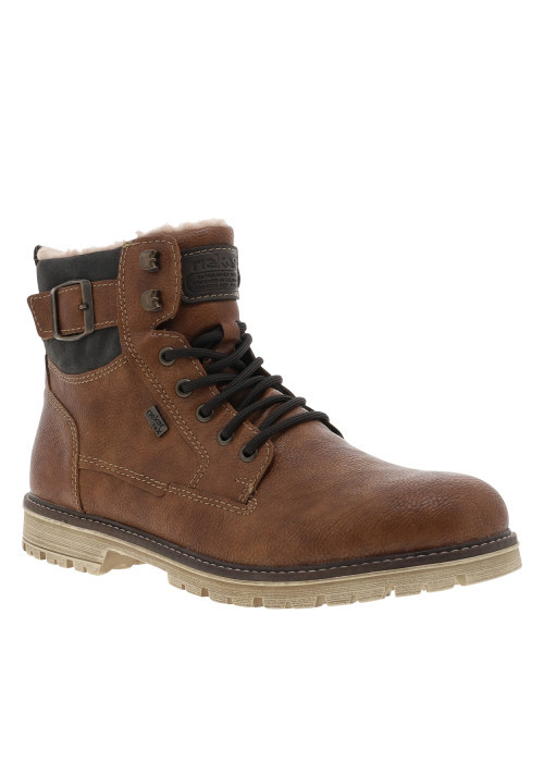 Bottines cognac à lacets et zip latéral avec...