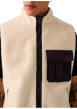 Thumbnail Blouson écru en maille sherpa pourvu d'une coupe droite et d'un col montant - Image 4