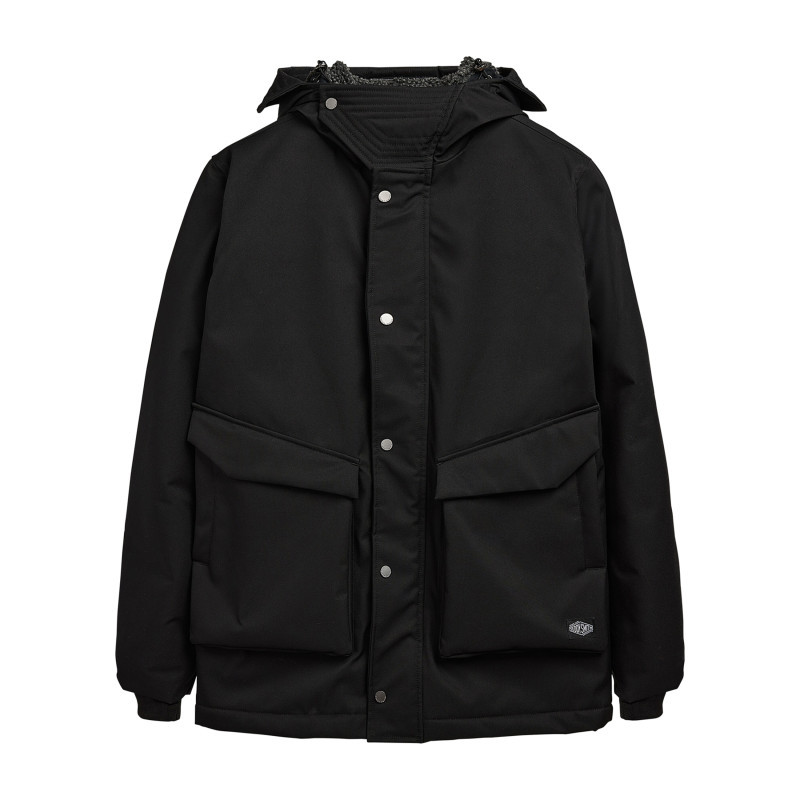 Teddy Smith - Parka à Capuche Noire Unie Zippée à Coupe Droite Avec Des Grandes Poches - Noire Teddy Smith - Parka à Capuche Noire Unie Zippée à Coupe Droite Avec Des Grandes Poches - Noire
