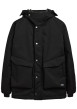 Thumbnail Parka à capuche noire unie zippée à coupe droite avec des grandes poches