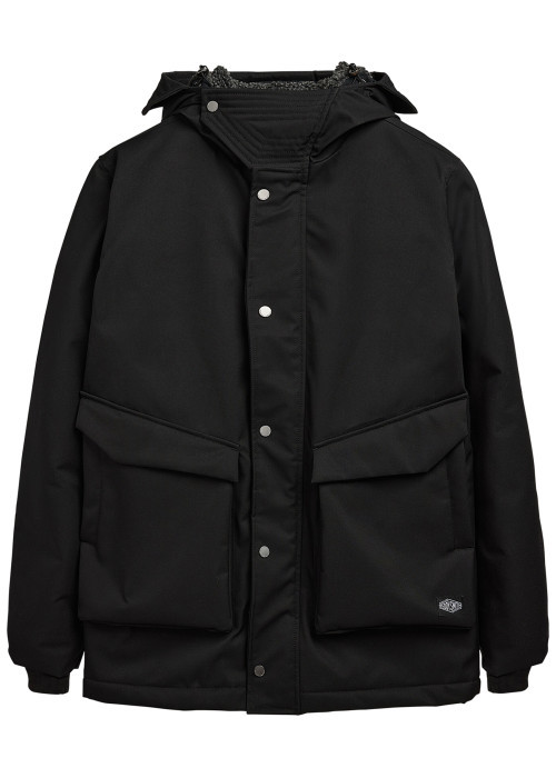 Parka à capuche noire unie zippée à coupe...