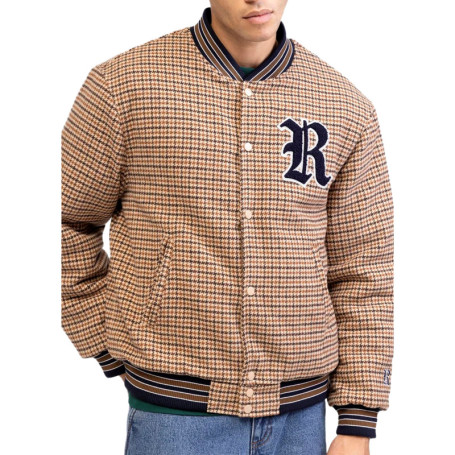 Bomber beige orné d'un motif pied de poule et...