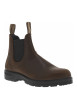 Thumbnail Boots en cuir brunes à talon décroché bas avec soufflets élastiqués noirs