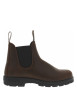 Thumbnail Boots en cuir brunes à talon décroché bas avec soufflets élastiqués noirs - Image 2