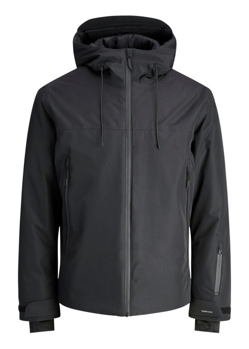 Blouson imperméable noir uni avec un col à...