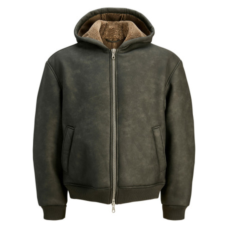Blouson manches longues noir uni à coupe droite...