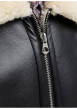 Thumbnail Blouson noir uni à coupe droite avec un col à revers en sherpa - Image 2