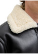 Thumbnail Blouson noir uni à coupe droite avec un col à revers en sherpa - Image 7