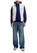 Thumbnail Blouson sans manches écru et bleu uni en sherpa avec un col montant - Image 3