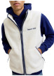 Thumbnail Blouson sans manches écru et bleu uni en sherpa avec un col montant - Image 6