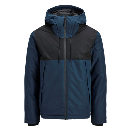 Blouson imperméable noir et bleu à coupe droite...