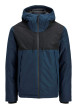 Thumbnail Blouson imperméable noir et bleu à coupe droite avec un col à capuche