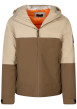 Thumbnail Blouson beige et marron avec col col à capuche, logo noir et 2 poches zippées