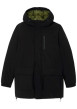 Thumbnail Parka noir uni avec une coupe droite à poches et un col à capuche