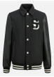 Thumbnail Veste noire bi-matière avec une coupe droite et un col à revers