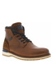 Thumbnail Bottines en cuir tan à talon plat avec des lacets et un zip latéral