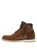 Thumbnail Bottines en cuir tan à talon plat avec des lacets et un zip latéral - Image 3