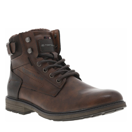Bottines cognac à talon décroché bas avec des...