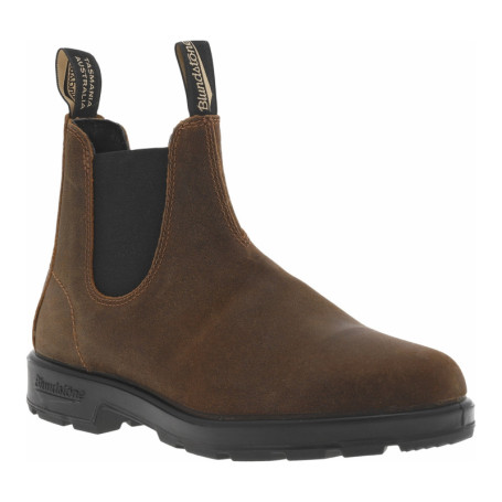 Boots en cuir brunes à soufflets élastiqués...