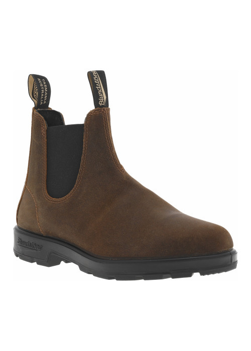 Boots en cuir brunes à soufflets élastiqués...