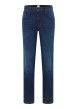 Thumbnail Jean en coton indigo à coupe droite pourvu d'une fermeture à zip et bouton