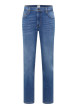Thumbnail Jean en coton bleu à coupe droite pourvu d'une fermeture à zip et bouton